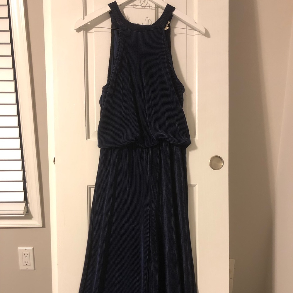 Wide leg navy ribbed jumpsuit!
